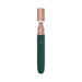 Loveline The Traveler 10-speed rechargeable silicone travel vibrator with rose gold cap and dark green body.