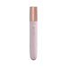Compact pink and rose gold rechargeable silicone travel vibrator with 10 speed settings and waterproof design.