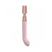 Pink curved G-spot vibrator with rose gold magnetic cap removed, sleek silicone finish.