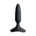 Black silicone Lovense Hush 2 app-compatible butt plug with flared base on white background.