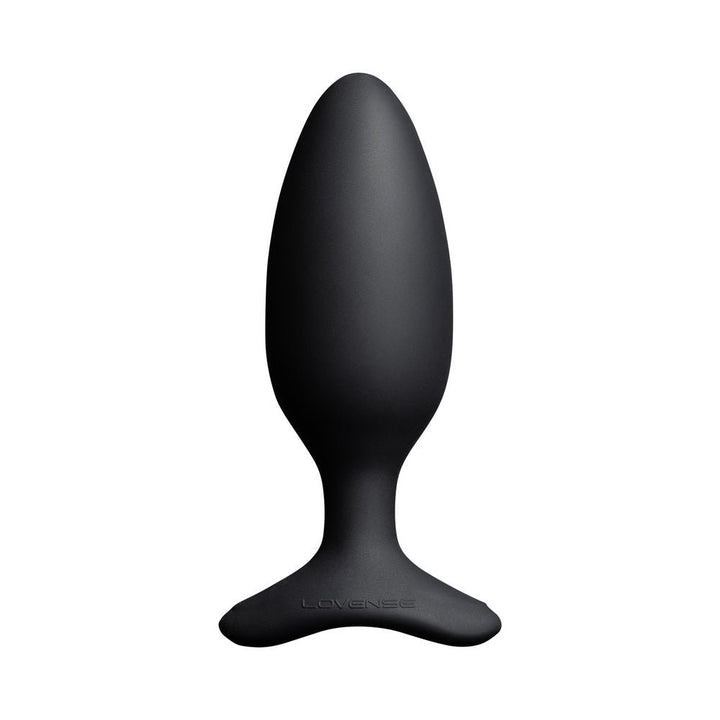 Black Lovense Hush 2 Bluetooth remote-controlled vibrating butt plug with flared base and smooth silicone finish.