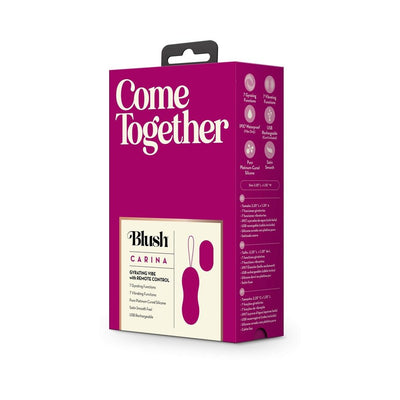 Packaging box of Lush Carina vibrating massager with remote control in purple and cream colors.