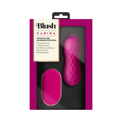 Lush Carina pink insertable bullet vibrator with textured surface and wireless remote in retail packaging