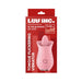 Pink silicone Luv Inc Tv08 tongue flickering vibrator in red branded packaging with power button visible.