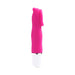 Compact pink silicone vibrator with cupped head and white base, designed for versatile clitoral stimulation.