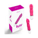 Pink silicone Luv Mini Vibe Into You with cupped head and white base, shown with packaging box.