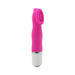 Pink silicone mini vibrator with cupped head and white base, designed for targeted clitoral stimulation.