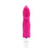 Pink silicone mini vibrator with cupped head and white base, designed for targeted stimulation and easy control.
