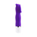 Purple silicone mini vibrator with curved head and white base, designed for targeted stimulation.