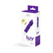 Packaging box of the Luv Mini Vibe Into You in purple and white with product image and key features displayed.