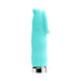Compact turquoise silicone personal massager with ergonomic design and silver base on white background.