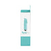 Packaging box of Luvplus Rechargeable Vibe in light blue with product image and description on white background.
