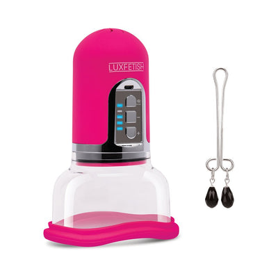 Lux Fetish Rechargeable 4-function Auto Pussy Pump With Clit Clamp Lux Fetish Rechargeable 4-function Auto Pussy Pump With Clit Clamp