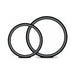 Two black rubber holder rings for strap on harness accessories in different sizes on white background