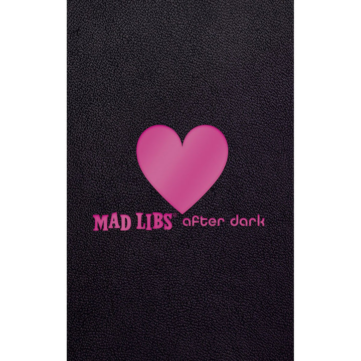 Black faux-leather hardcover of Mad Libs After Dark with a pink heart and title embossed on the front cover.