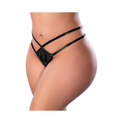 Magic Silk Liquid Onyx Crotchless Panty Black
