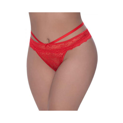 Magic Silk Ooh La Lace Peek-a-Boo Cheeky Panty Red