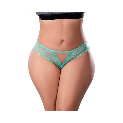 Magic Silk Soft Petals Crotchless Panty Aqua