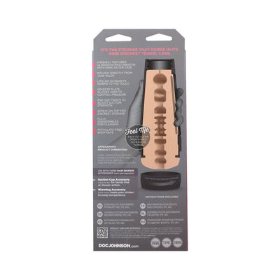 Packaging back view of Main Squeeze Jane Wilde Ultraskyn Stroker with product features and dimensions displayed.