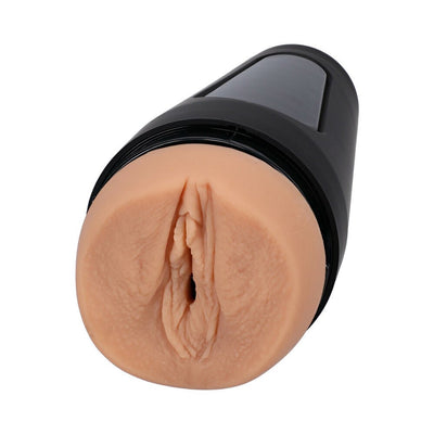 Close-up of Main Squeeze Jane Wilde Ultraskyn stroker with realistic texture and black outer casing.