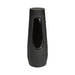 Black sleek cylindrical handheld stroker case with glossy oval accent on white background.