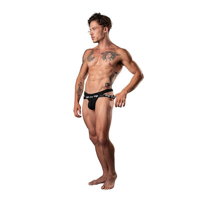 Male Power Infinite Comfort Amplifying Strappy Thong Black S/m - SexToy.com