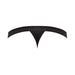 Black male thong with low-rise waist and contoured pouch made from soft, breathable modal fabric.