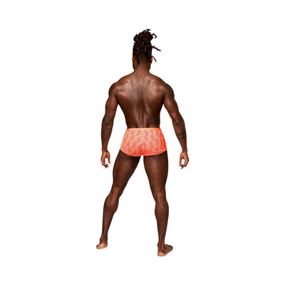 Male Power Rude Awakening Cheeky Cutout Short Neon Orange S - SexToy.com