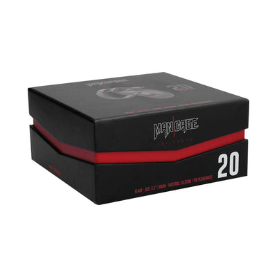 Black and red Man Cage Model 16 packaging box with product details and logo on a white background.