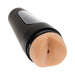 Vanilla-colored ULTRASKYN stroker with black ergonomic casing designed for realistic anal play simulation.