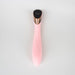 Sleek pink silicone G-spot vibrator with rose gold and black touch panel control, designed for ergonomic comfort and easy use.