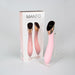 Pink Manto Touch Panel G-spot vibrator with rose gold and black touch control, displayed next to its packaging box.