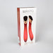 Packaging box of Manto Touch Panel G-spot Vibrator in red with gold and black touch panel design shown on front.
