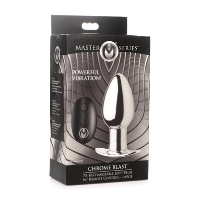 Chrome Blast 7X Rechargeable Butt Plug With Remote Control, Silver