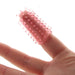 Pink textured silicone finger sleeve designed for gentle stimulation and enhanced sensation.