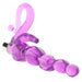 Purple textured anal vibrator with curved handle and small external stimulator detail on white background