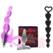 Anal Adventures Kit with purple rippled vibrator, black heart-topped bead plug, clear butt plug, pink textured finger sleeve, and activity cards.