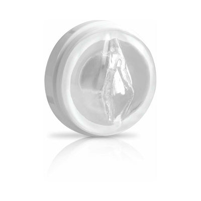 Clear silicone replacement sleeve for Mega Bator rechargeable stroker with realistic texture.