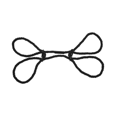 Black 6mm hemp wrist and ankle cuffs with slip-ring design for easy restraint and comfortable wear.