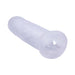 Sheer frosted soft extender with ball strap designed to enhance length and girth for intimate use.