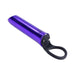 Compact violet vibrator with a black silicone grip ring and smooth metallic finish.