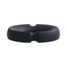 Black silicone-covered metal cock ring with a smooth, split design and beveled edges for comfort and support.