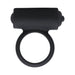 Black silicone vibrating cock ring with a small bullet vibrator attachment.
