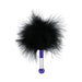 Black feather tickler with a clear and purple handle for sensory play in the Merci The Vip Room BDSM set.