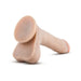 Realistic flesh-toned flexible dildo with suction base and detailed texture for lifelike feel and harness compatibility.