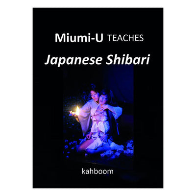 Book cover for Miumi-U Teaches Japanese Shibari featuring two women in traditional attire with artistic rope bondage and soft candlelight.