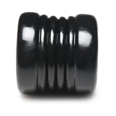 Black stacked ball stretcher made of soft, stretchy body-safe TPE with textured nubs for added stimulation.