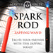 Orange and black Master Series Spark Rod Zapping Wand with electric sparks at the tip for playful sensation.