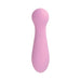 Compact pink silicone vibrator with a rounded head and textured handle for comfortable grip.