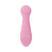 Sleek pink silicone vibrator with rounded head and textured grip, designed for comfortable and discreet use.